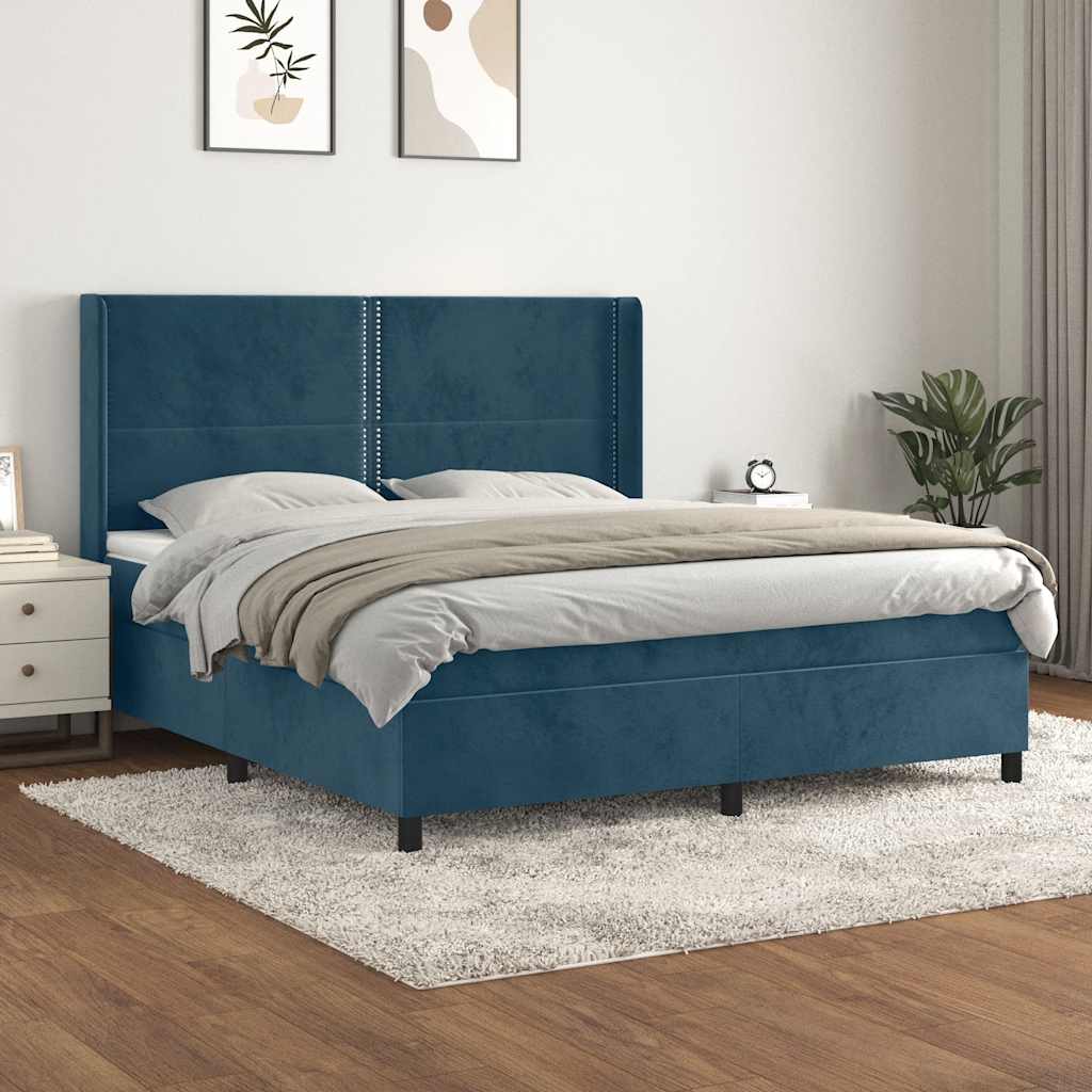 Sommier à lattes de lit et matelas Bleu foncé 160x200cm Velours - XIOS