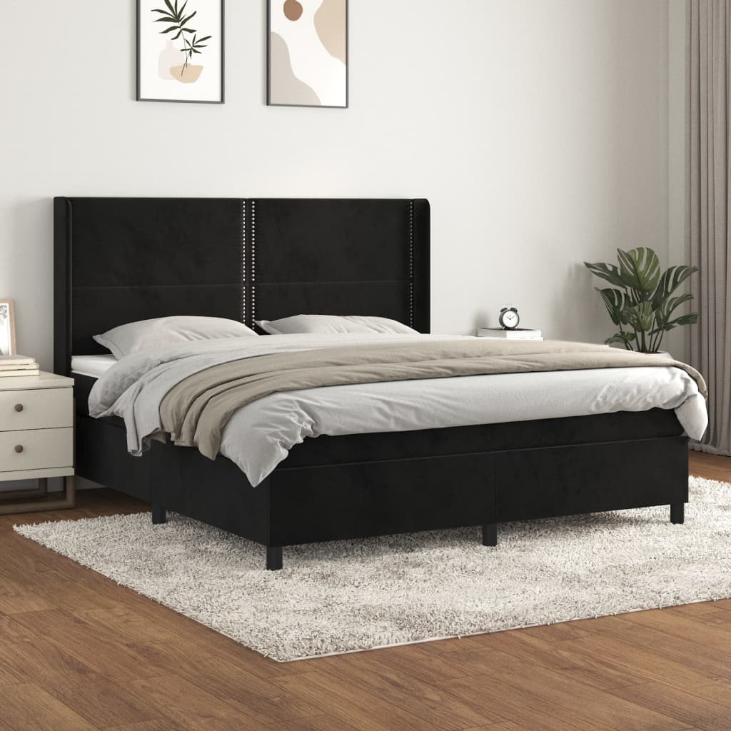 Sommier à lattes de lit avec matelas Noir 180x200 cm Velours - XIOS