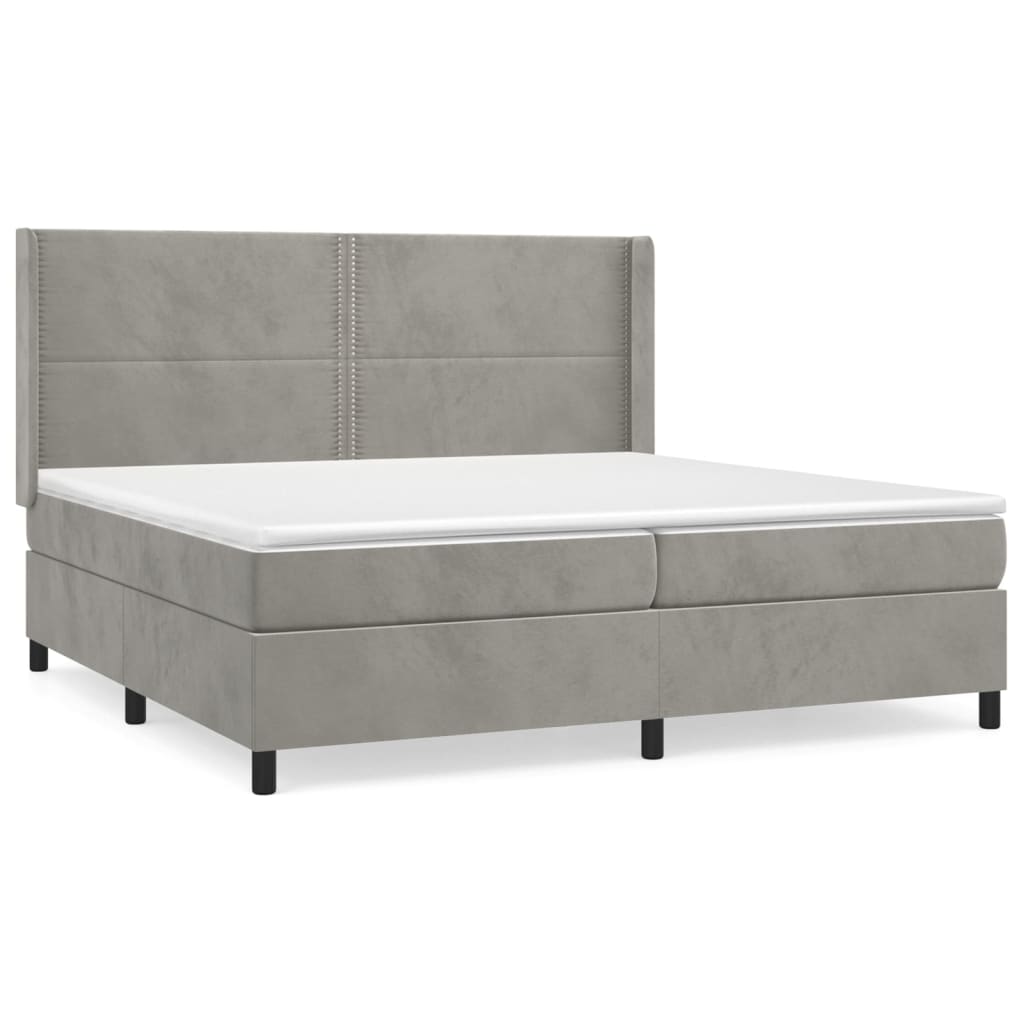 Sommier à lattes de lit et matelas Gris clair 200x200cm Velours - XIOS