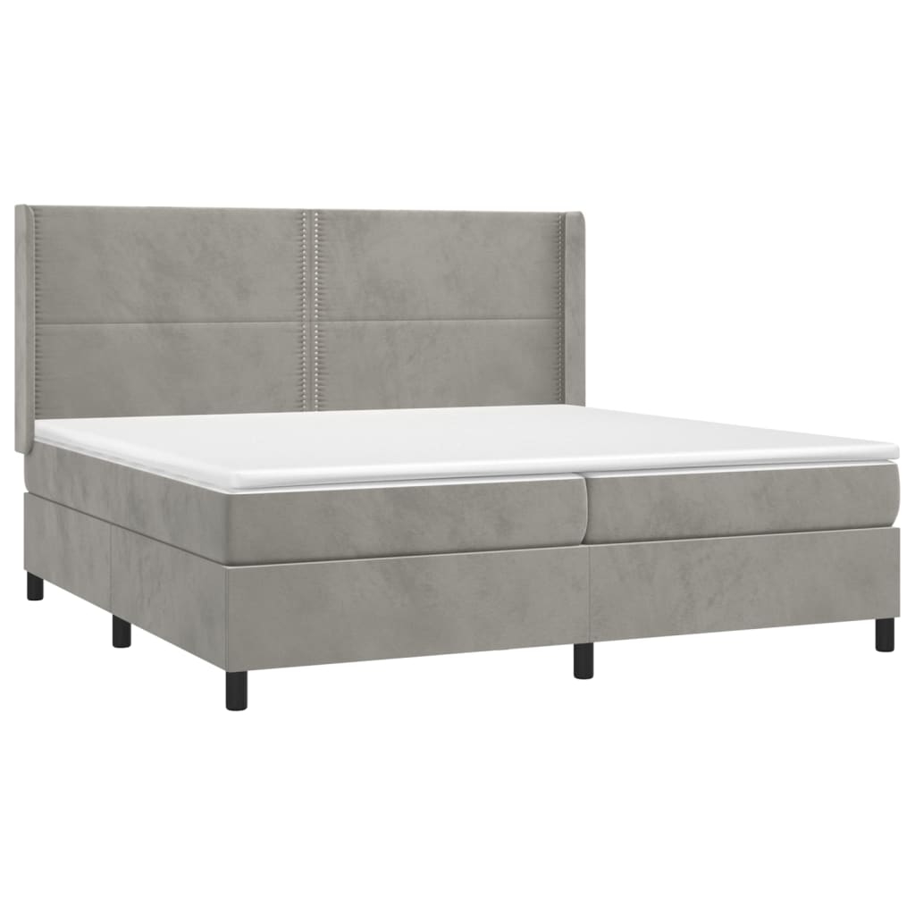 Sommier à lattes de lit et matelas Gris clair 200x200cm Velours - XIOS