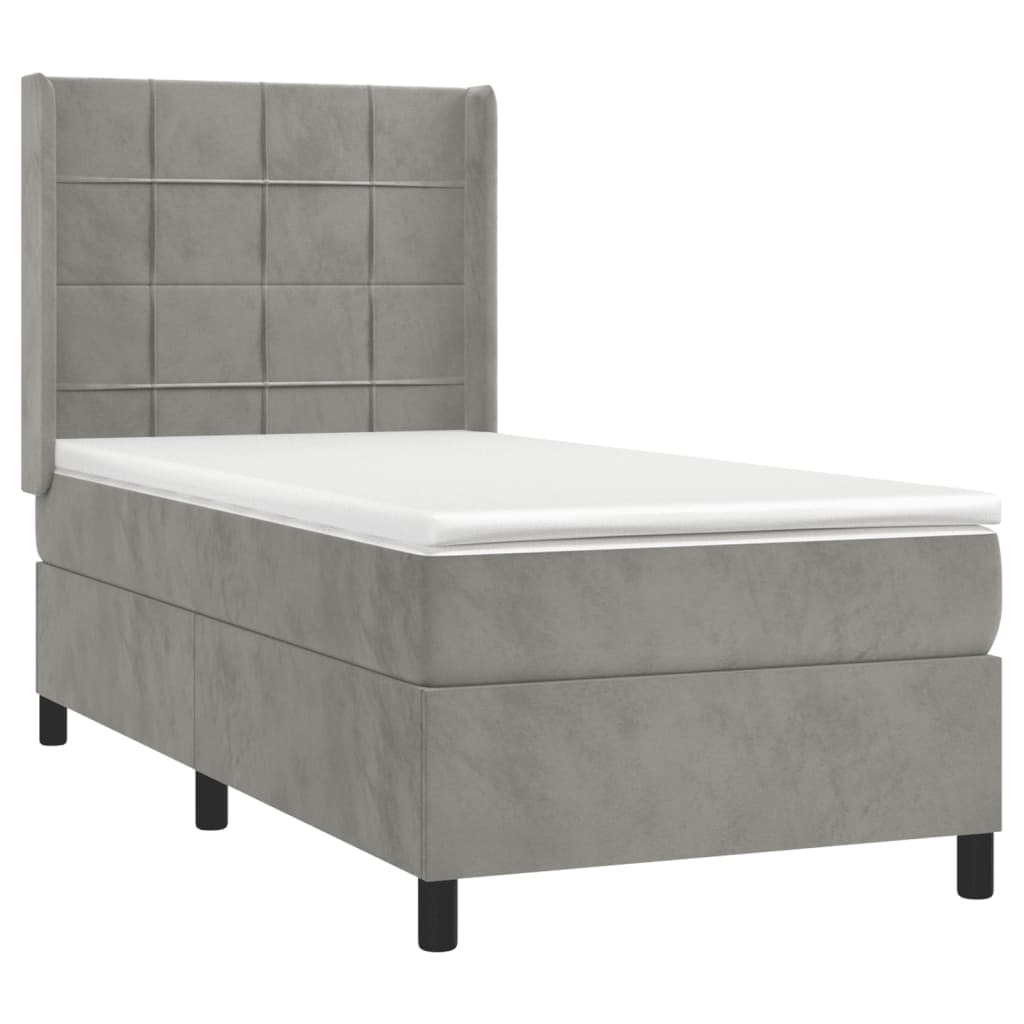 Sommier à lattes de lit et matelas Gris clair 90x190 cm Velours - XIOS