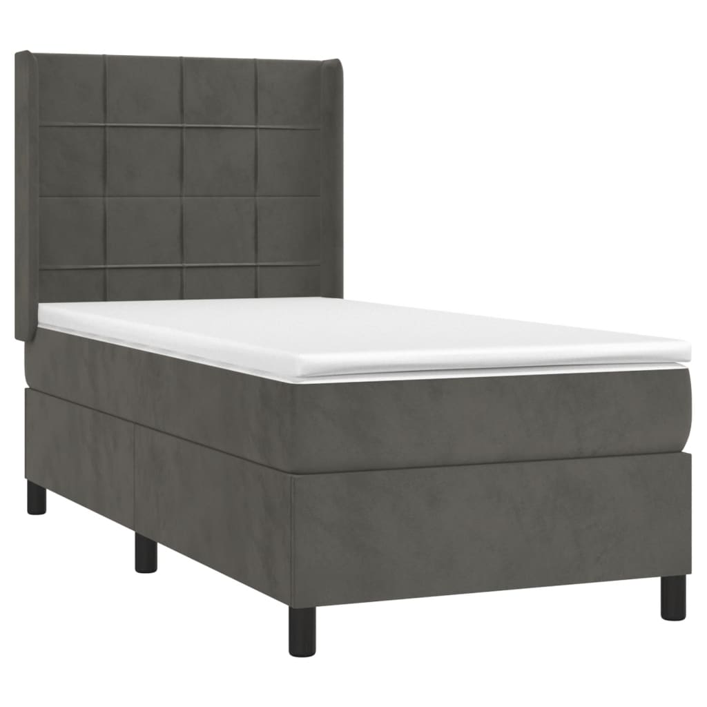 Sommier à lattes de lit et matelas Gris foncé 90x190 cm Velours - XIOS
