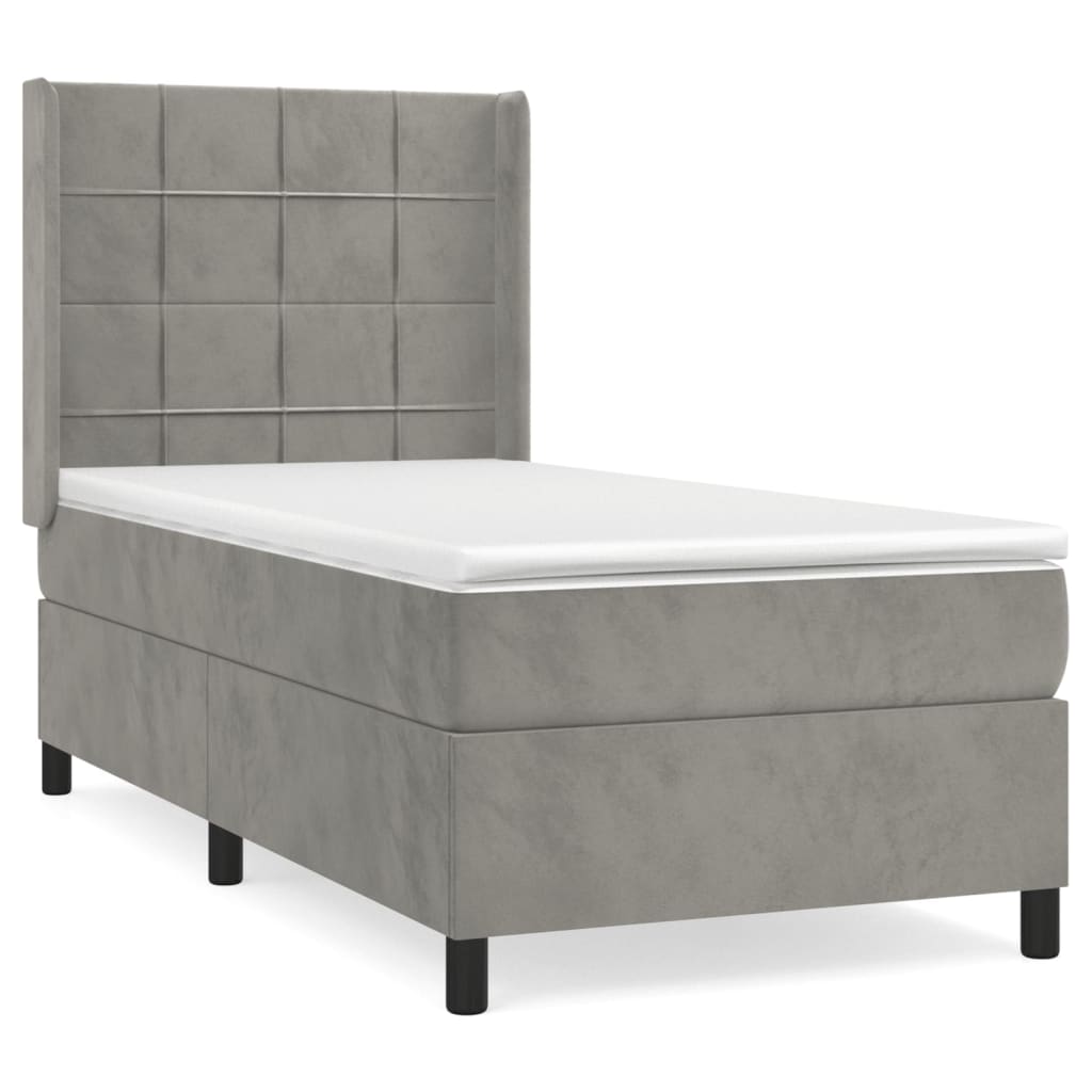 Sommier à lattes de lit et matelas Gris clair 90x200 cm Velours - XIOS