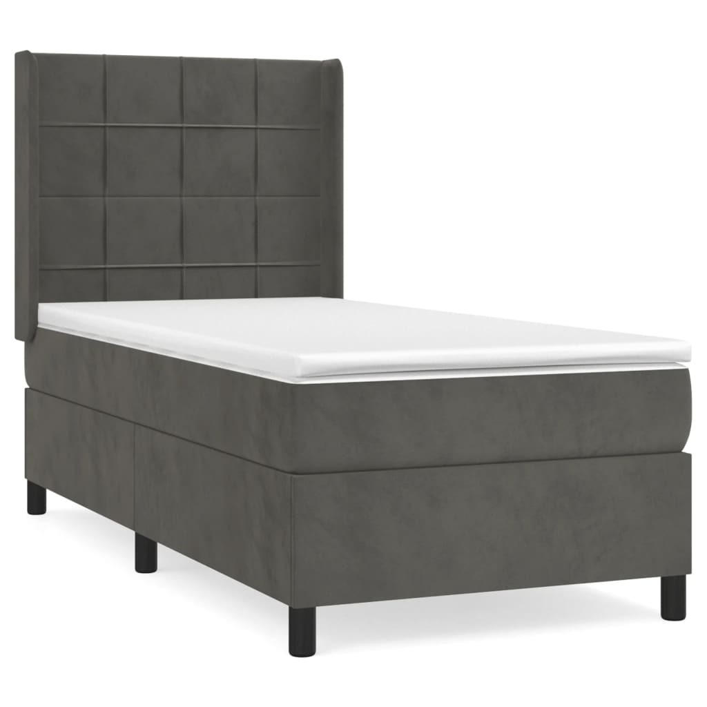 Sommier à lattes de lit et matelas Gris foncé 90x200 cm Velours - XIOS