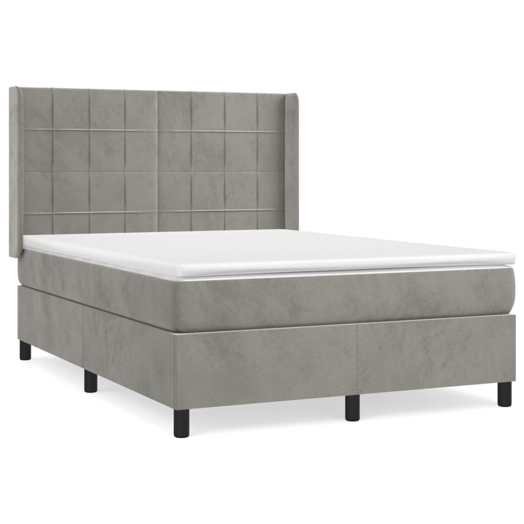 Sommier à lattes de lit et matelas Gris clair 140x190cm Velours - XIOS