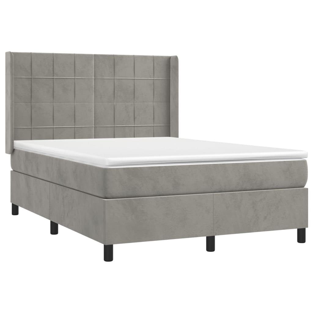 Sommier à lattes de lit et matelas Gris clair 140x190cm Velours - XIOS
