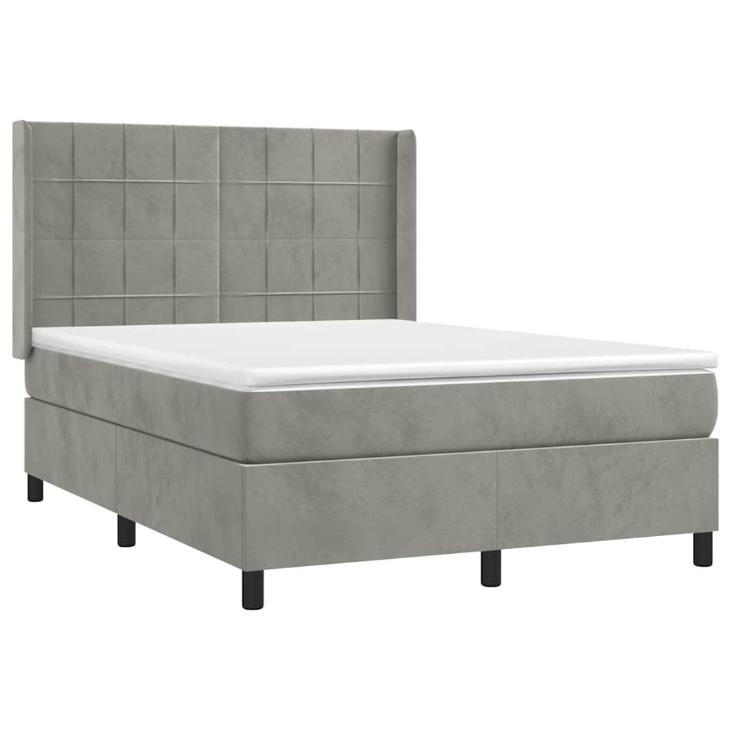 Sommier à lattes de lit et matelas Gris clair 140x190cm Velours