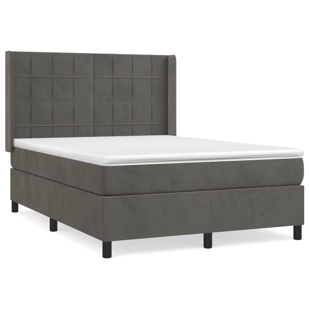 Sommier à lattes de lit et matelas Gris foncé 140x190cm Velours - XIOS