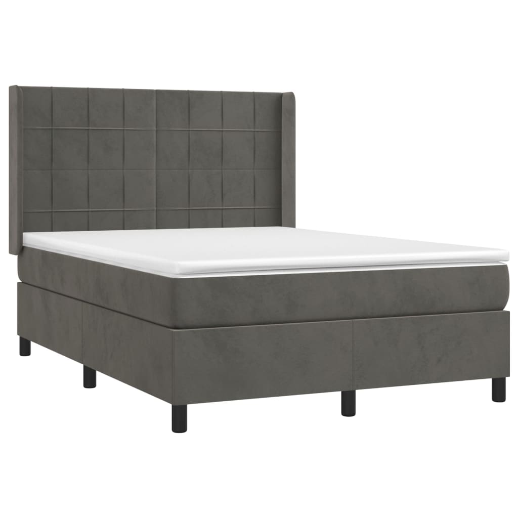 Sommier à lattes de lit et matelas Gris foncé 140x190cm Velours - XIOS