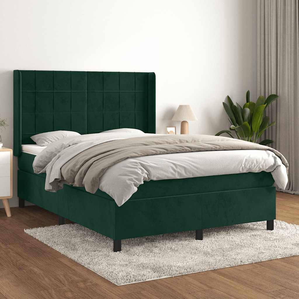 Sommier à lattes de lit et matelas Vert foncé 140x190cm Velours - XIOS