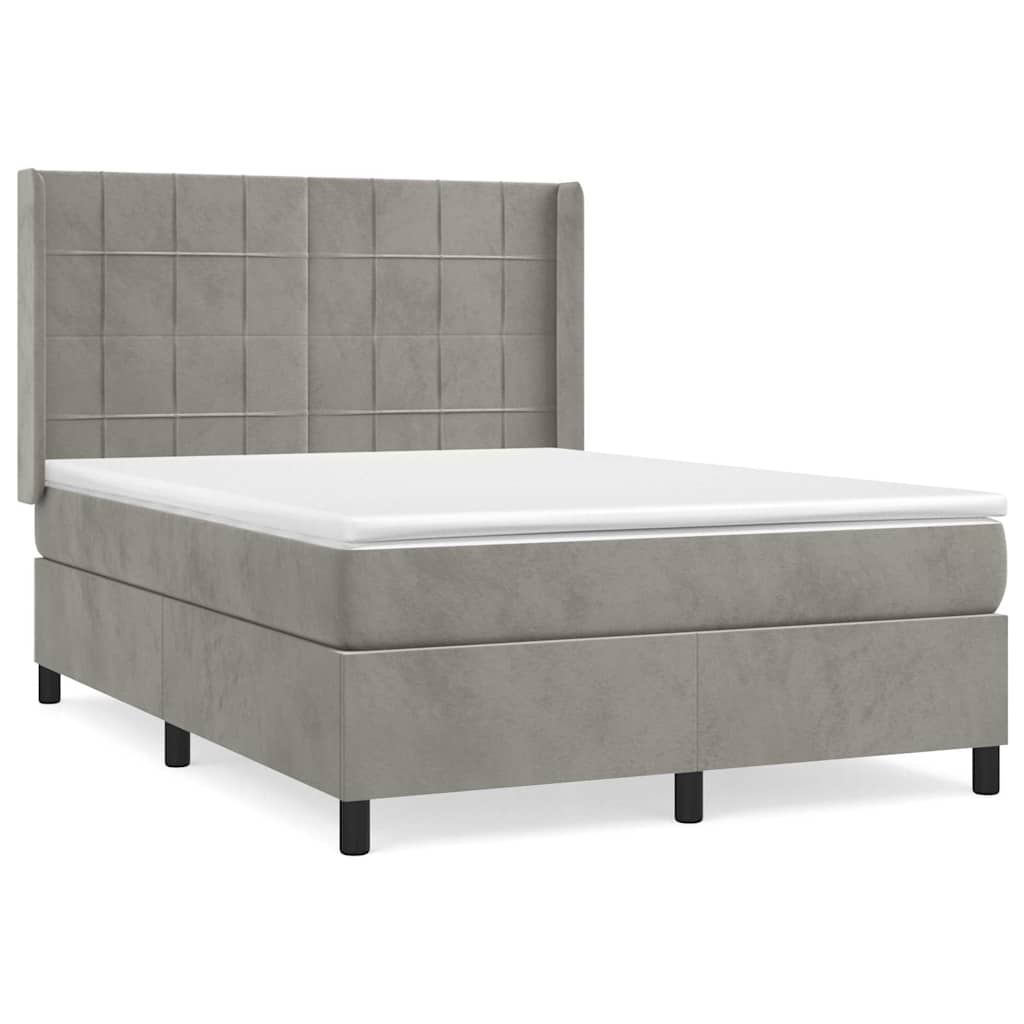 Sommier à lattes de lit et matelas Gris clair 140x200cm Velours
