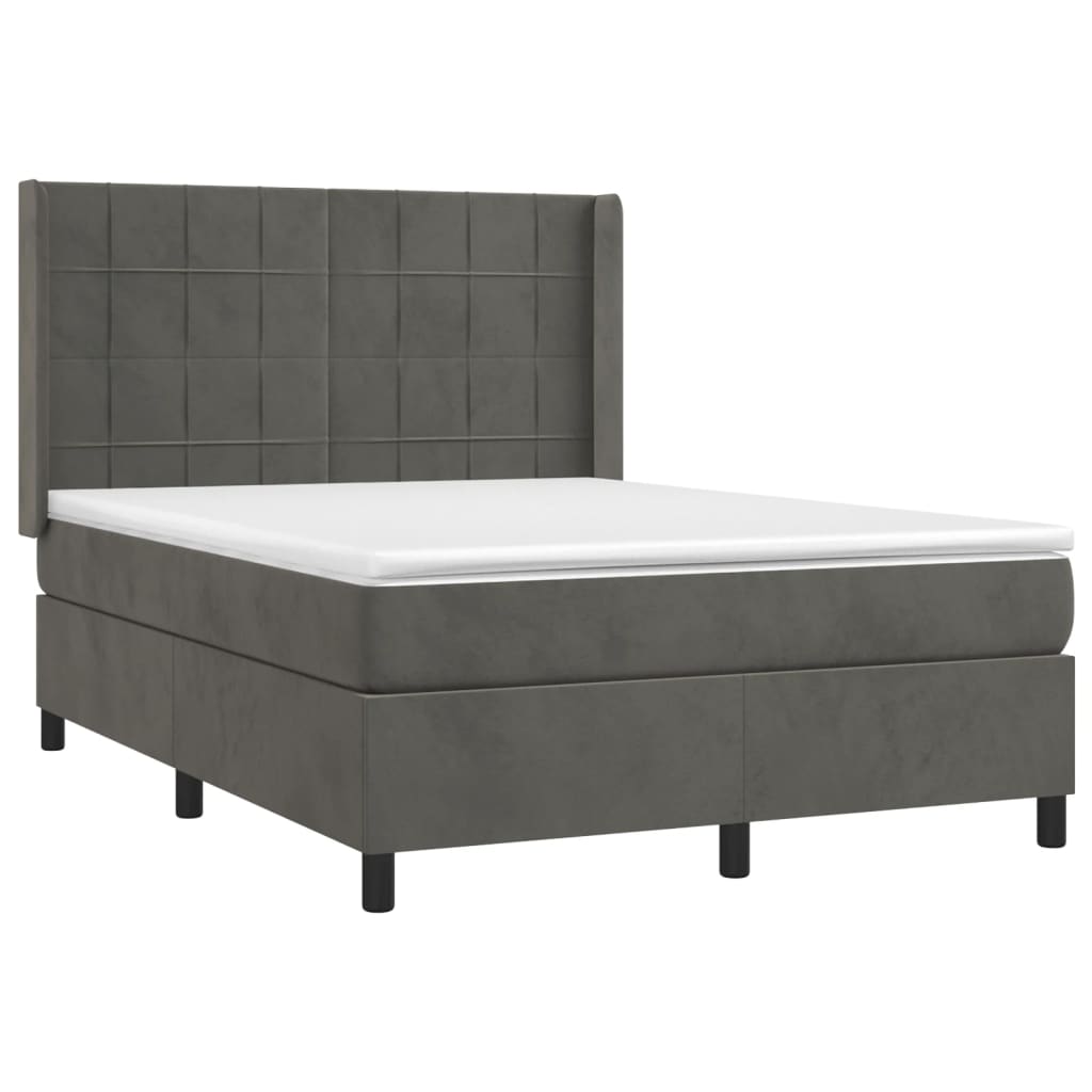 Sommier à lattes de lit et matelas Gris foncé 140x200cm Velours - XIOS