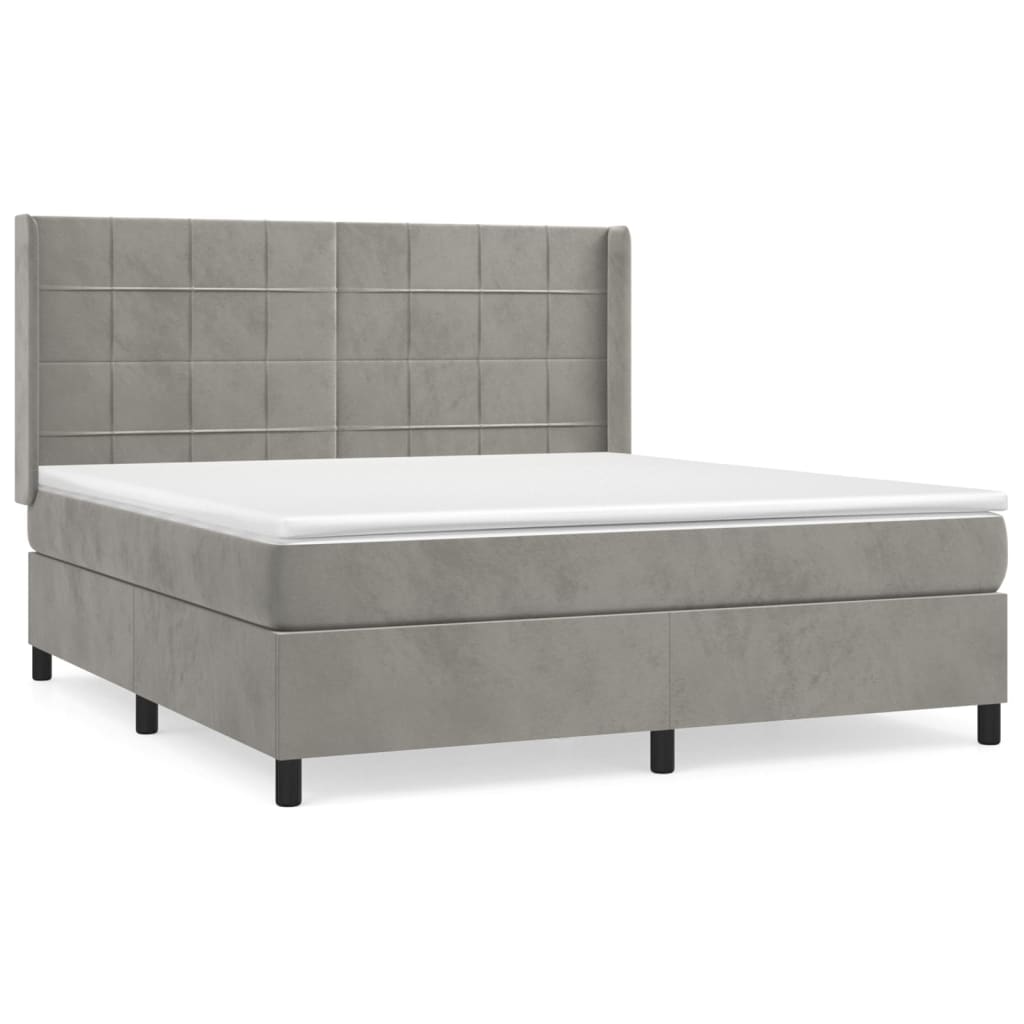Sommier à lattes de lit et matelas Gris clair 160x200cm Velours - XIOS