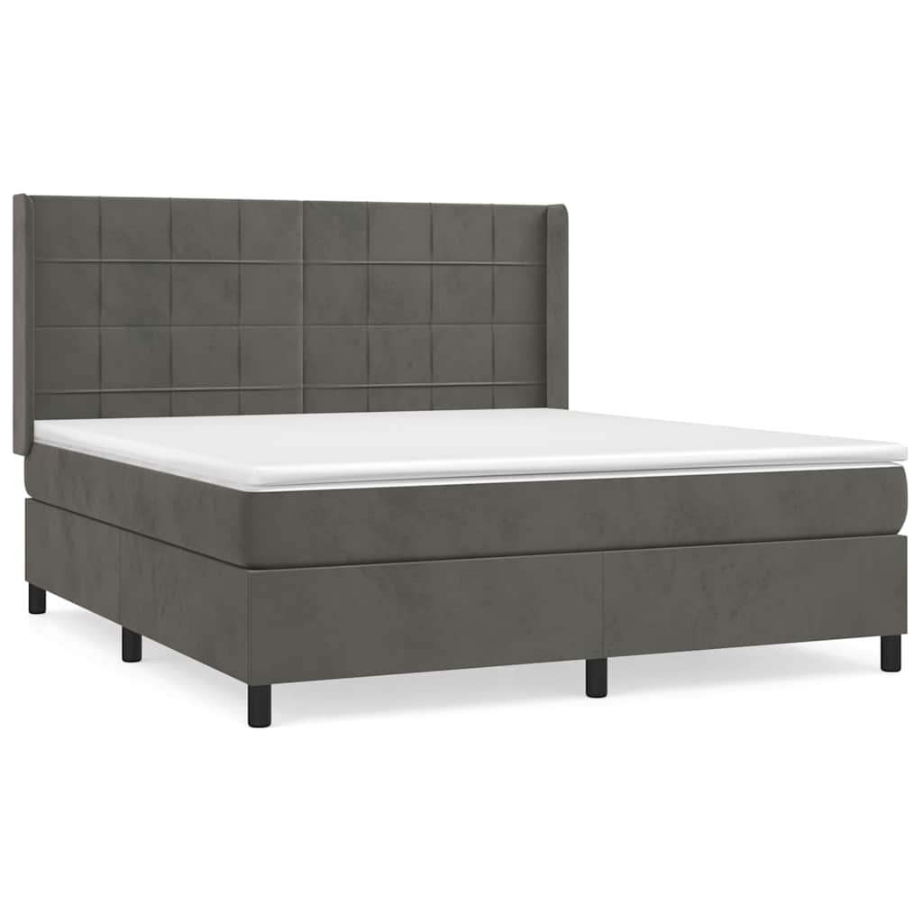 Sommier à lattes de lit et matelas Gris foncé 160x200cm Velours