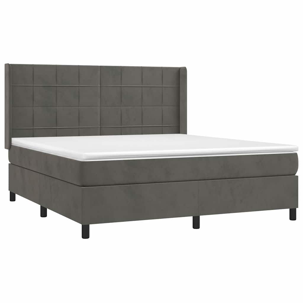 Sommier à lattes de lit et matelas Gris foncé 160x200cm Velours