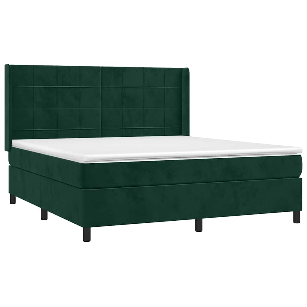 Sommier à lattes de lit et matelas Vert foncé 160x200cm Velours