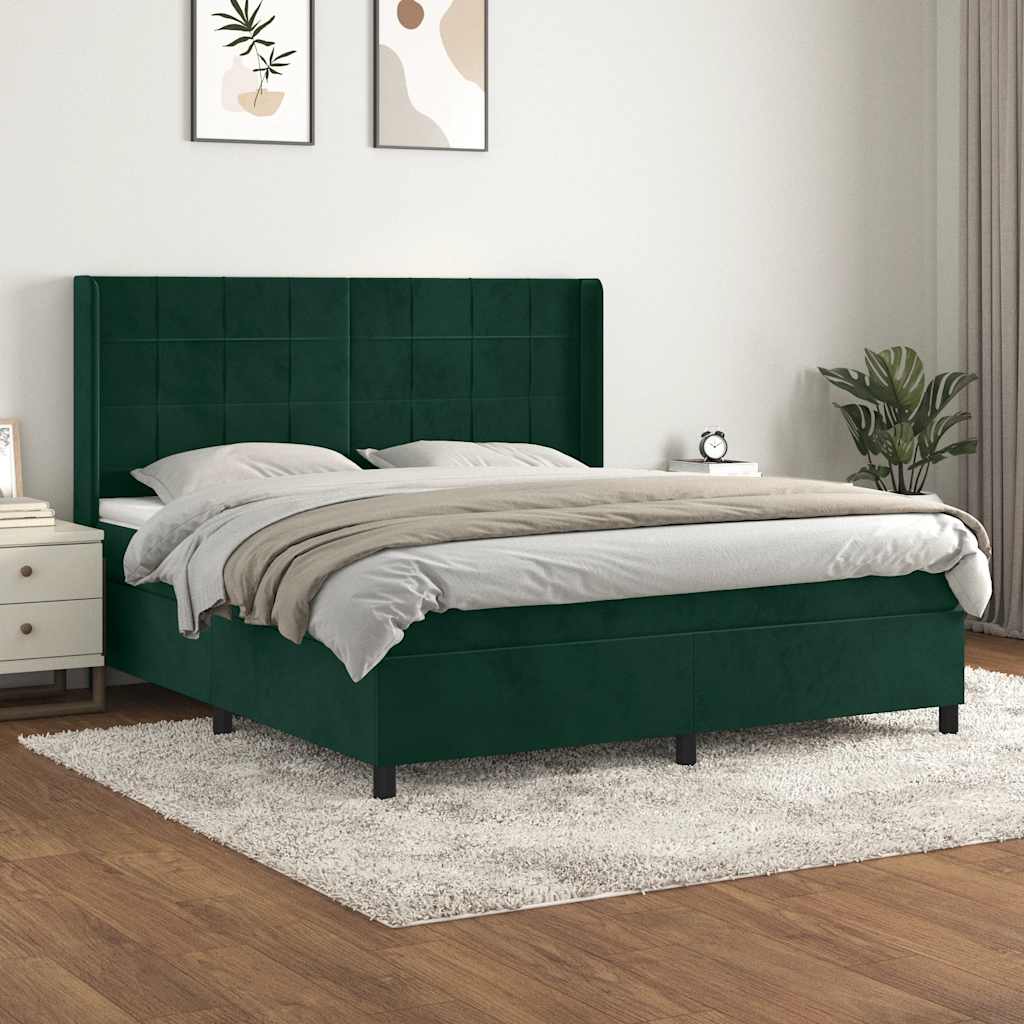 Sommier à lattes de lit et matelas Vert foncé 160x200cm Velours - XIOS