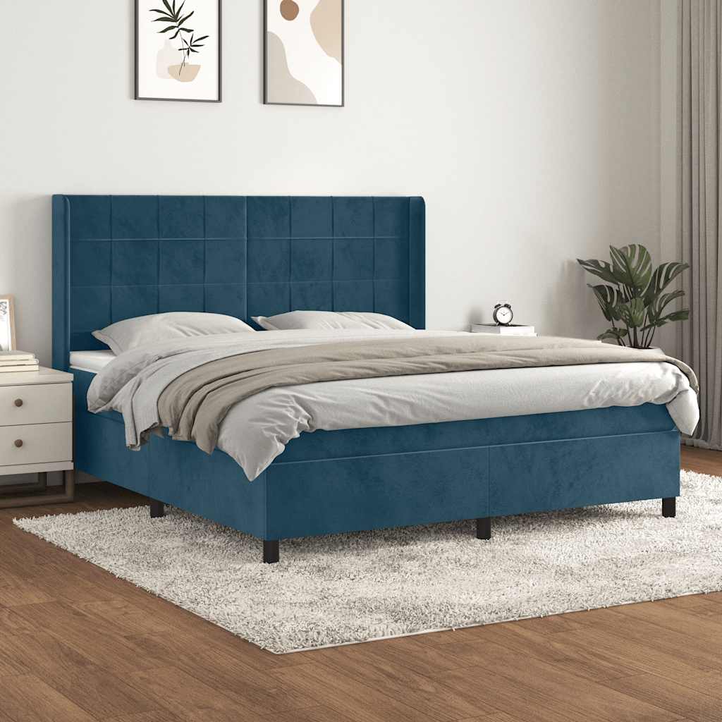 Sommier à lattes de lit et matelas Bleu foncé 160x200cm Velours - XIOS