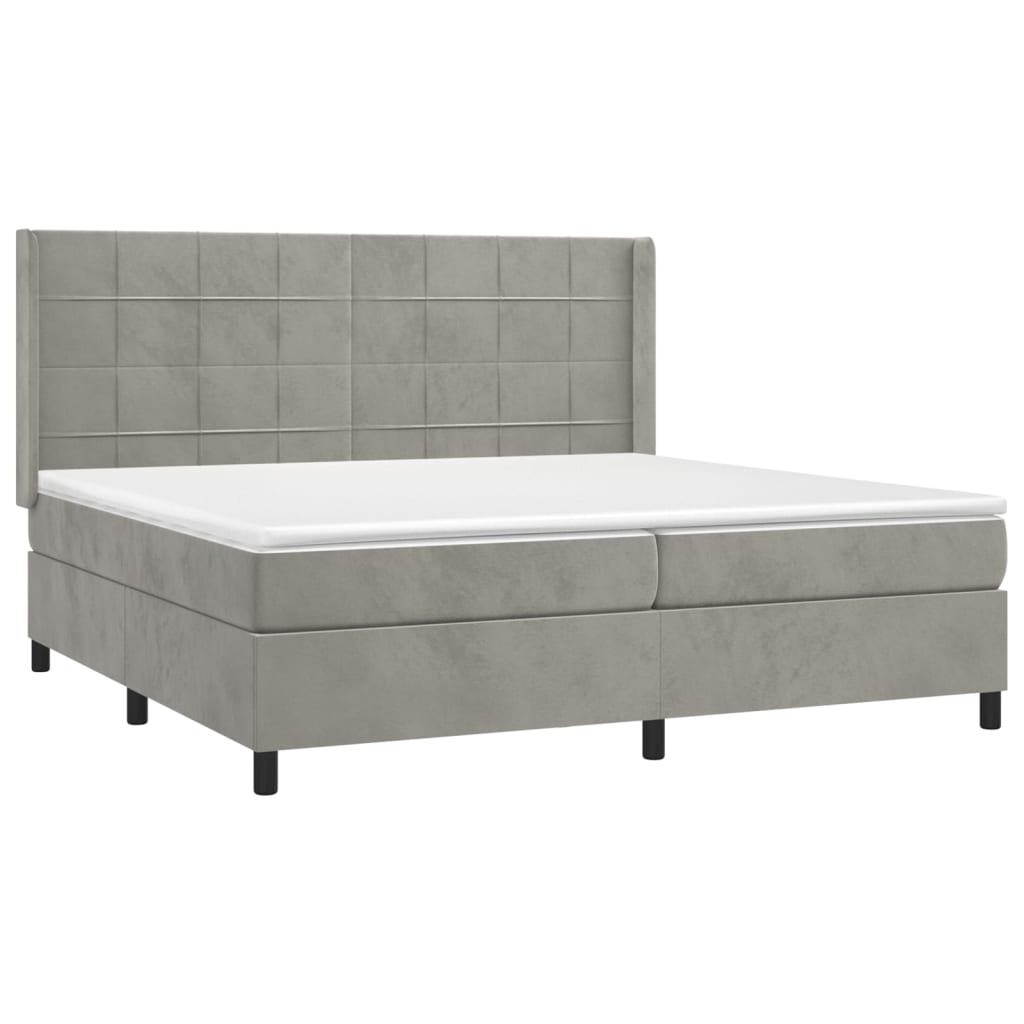 Sommier à lattes de lit et matelas Gris clair 200x200cm Velours - XIOS