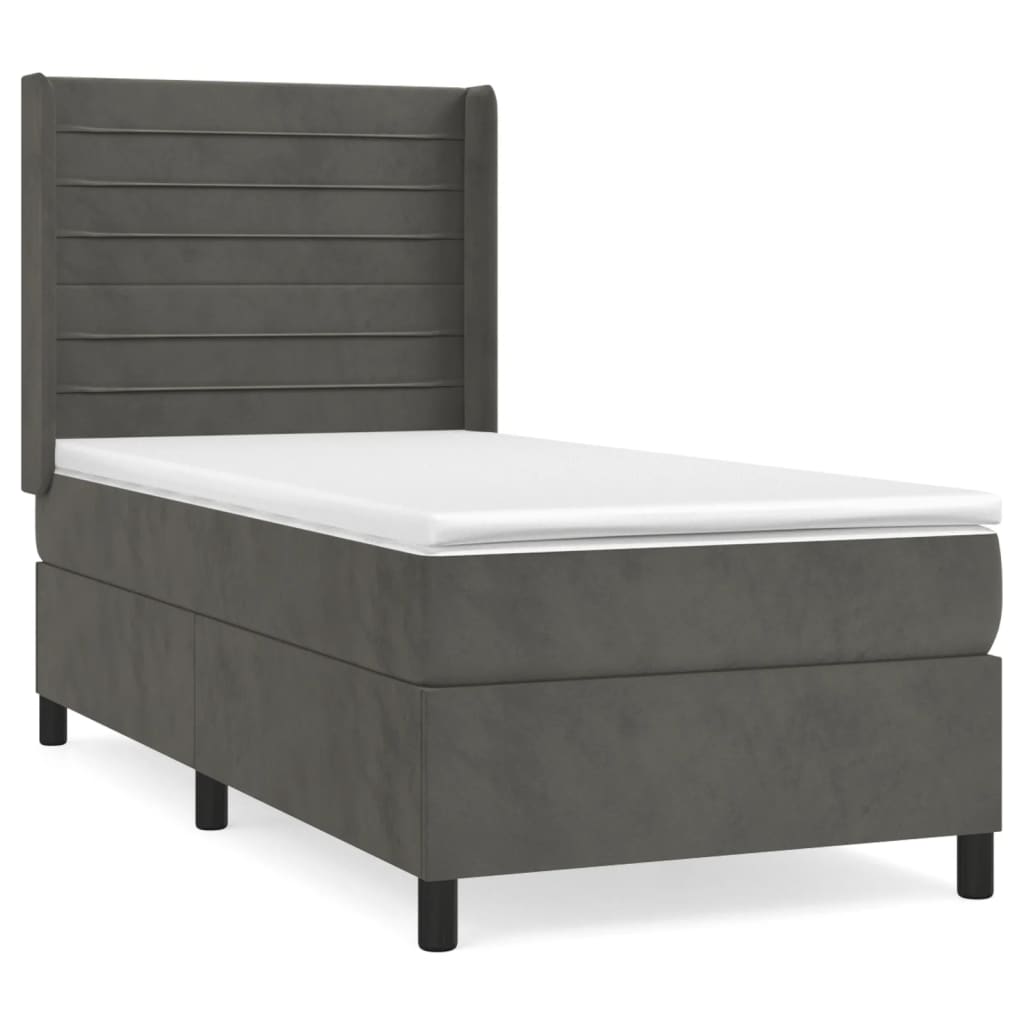 Sommier à lattes de lit et matelas Gris foncé 90x190 cm Velours - XIOS