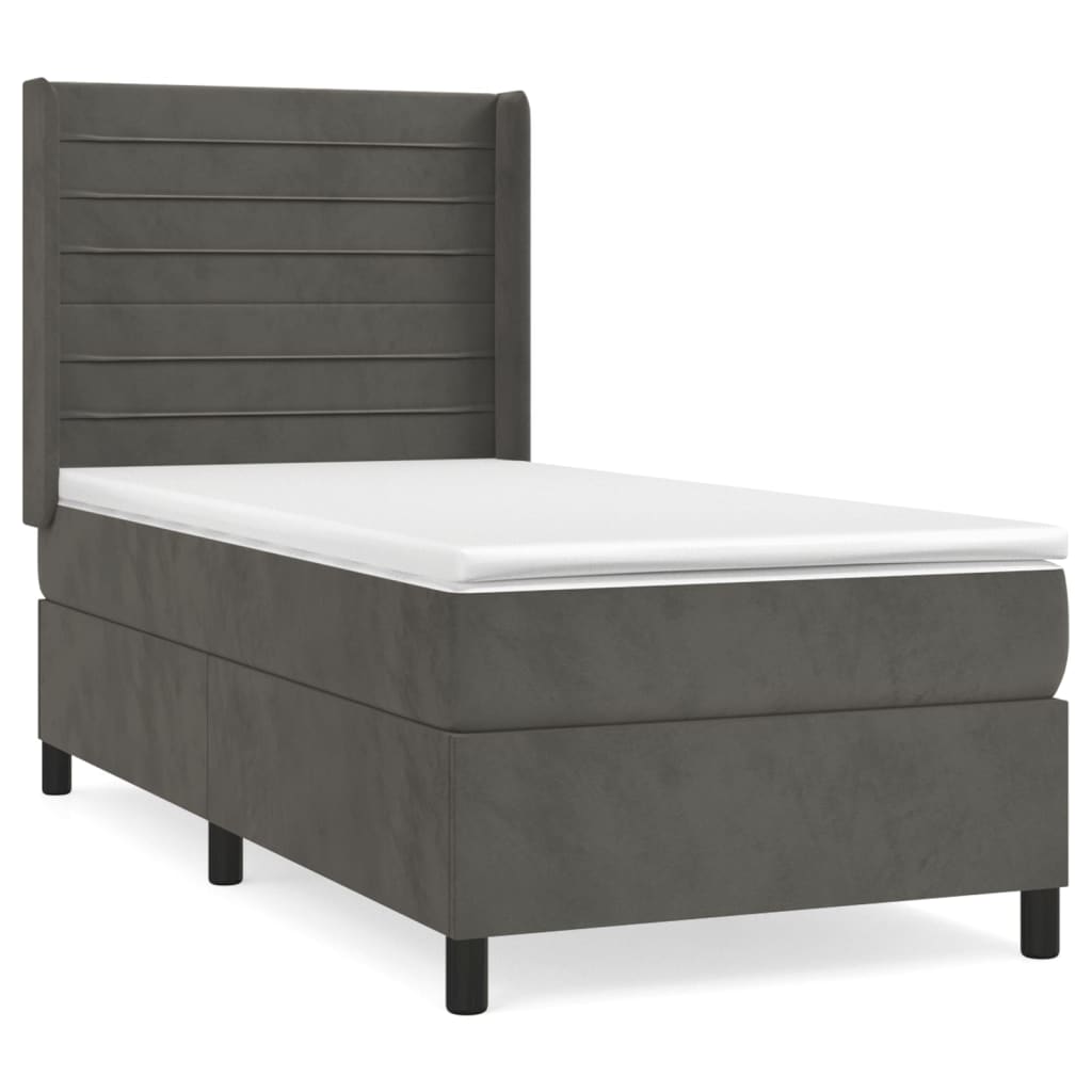 Sommier à lattes de lit et matelas Gris foncé 90x200 cm Velours - XIOS