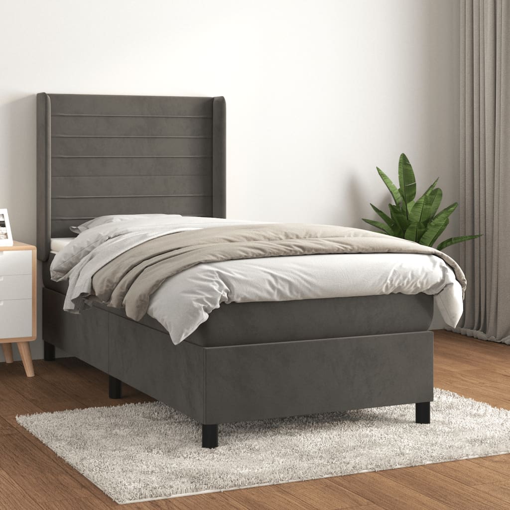 Sommier à lattes de lit avec matelas Gris foncé 100x200 cm - XIOS