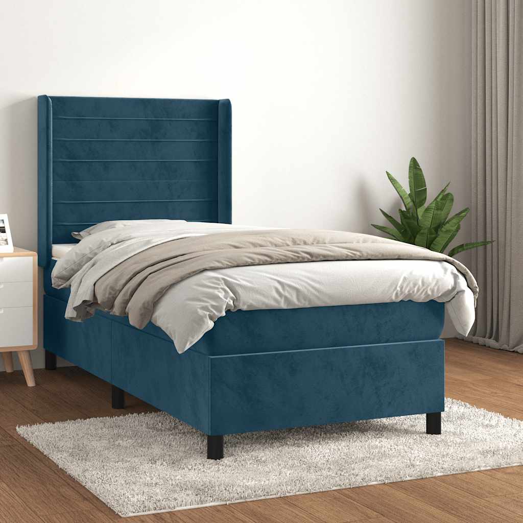 Sommier à lattes de lit avec matelas Bleu foncé 100x200 cm - XIOS
