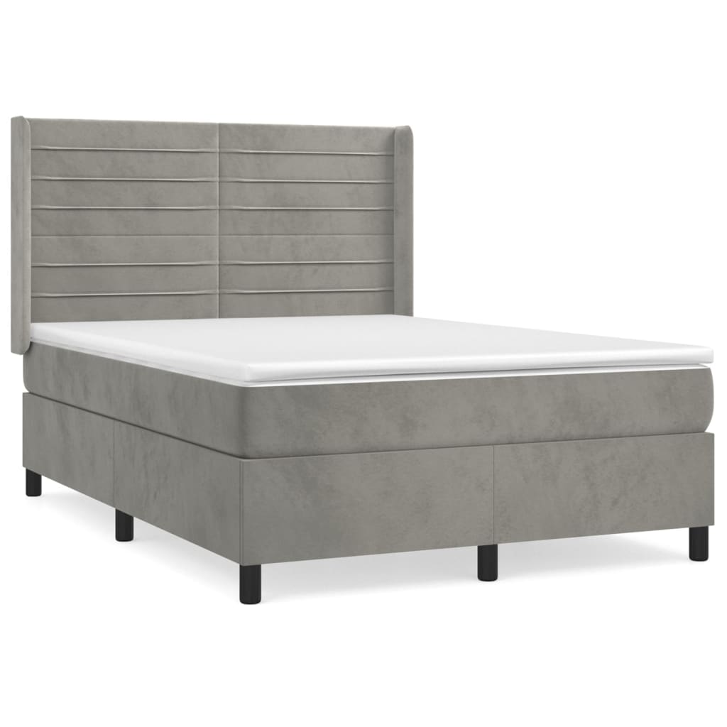Sommier à lattes de lit et matelas Gris clair 140x190cm Velours - XIOS