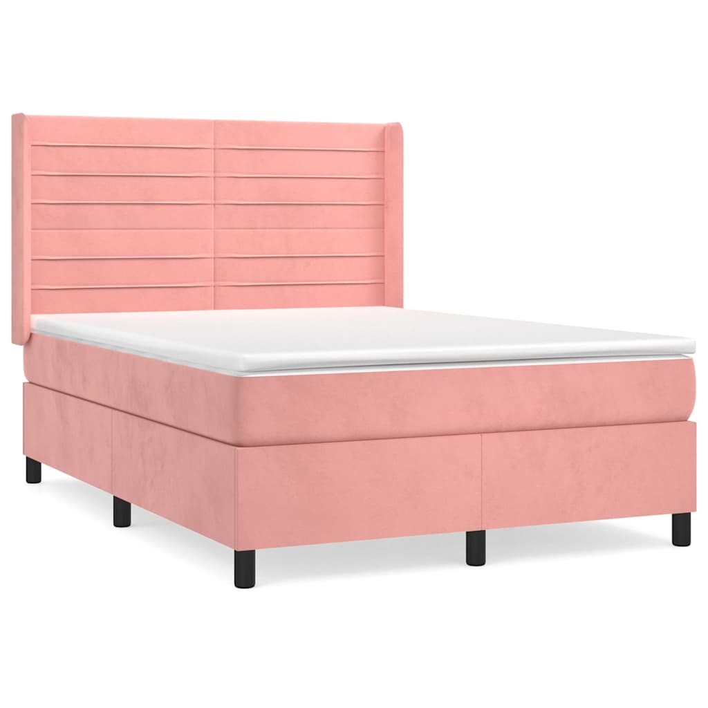Sommier à lattes de lit avec matelas Rose 140x190 cm Velours