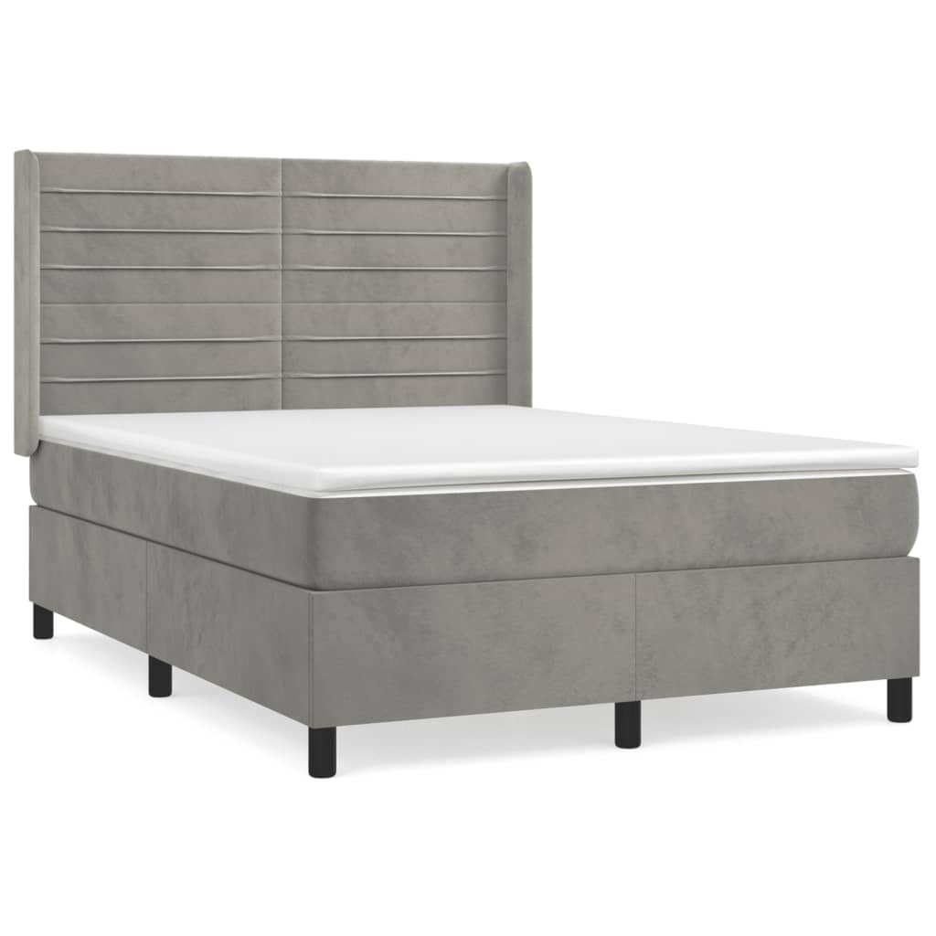 Sommier à lattes de lit et matelas Gris clair 140x200cm Velours - XIOS