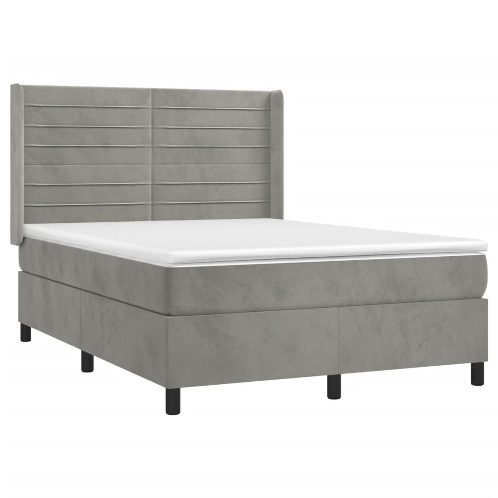 Sommier à lattes de lit et matelas Gris clair 140x200cm Velours - XIOS