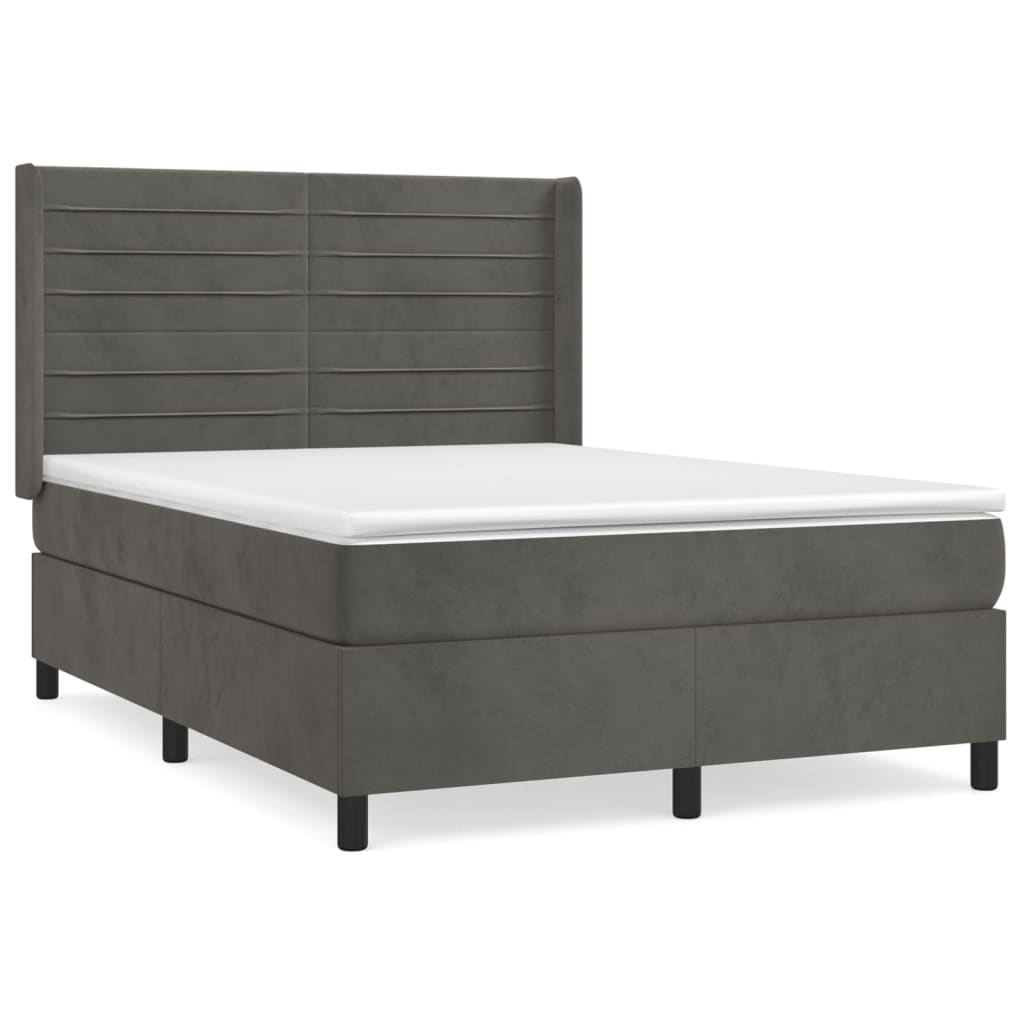 Sommier à lattes de lit et matelas Gris foncé 140x200cm Velours - XIOS