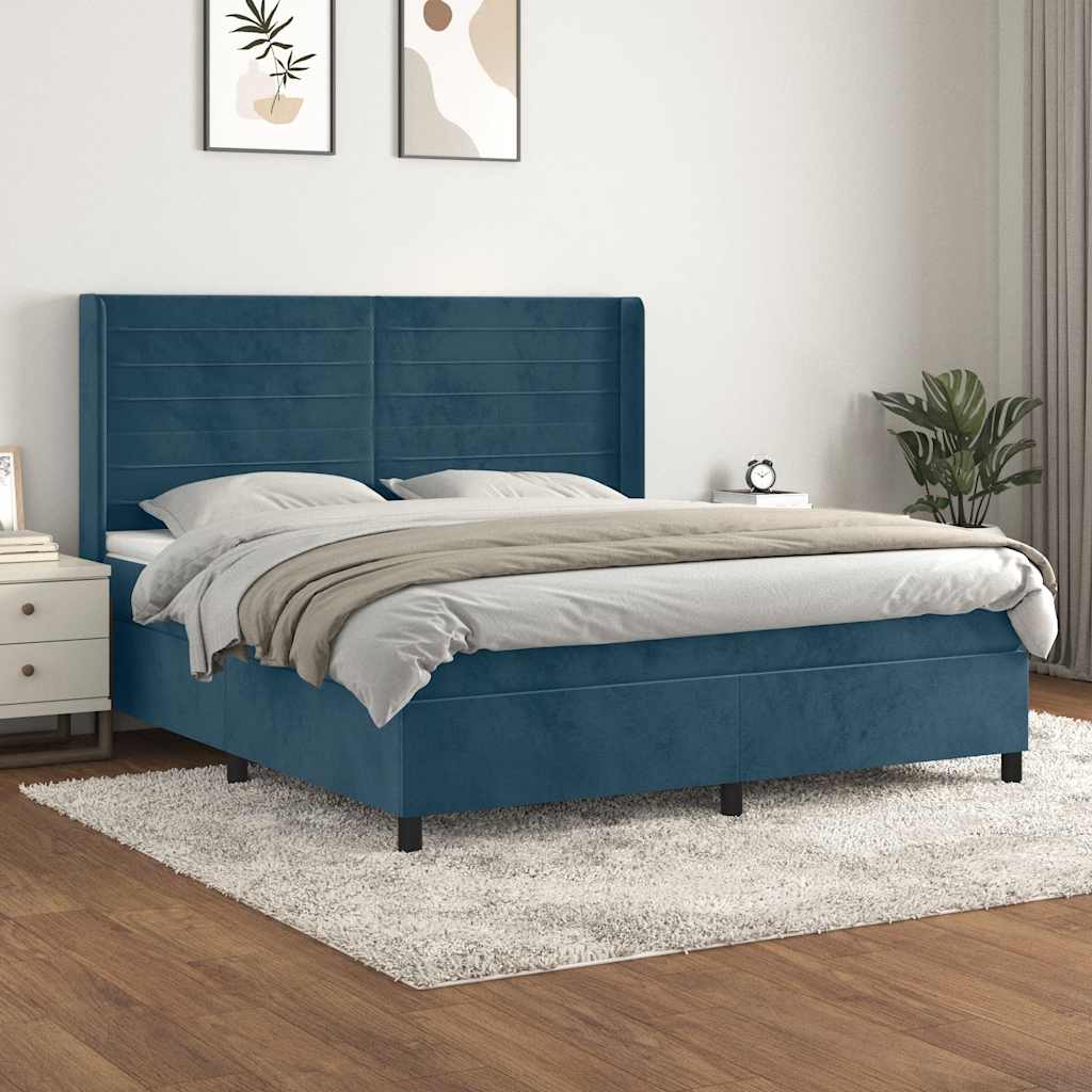 Sommier à lattes de lit et matelas Bleu foncé 160x200cm Velours - XIOS
