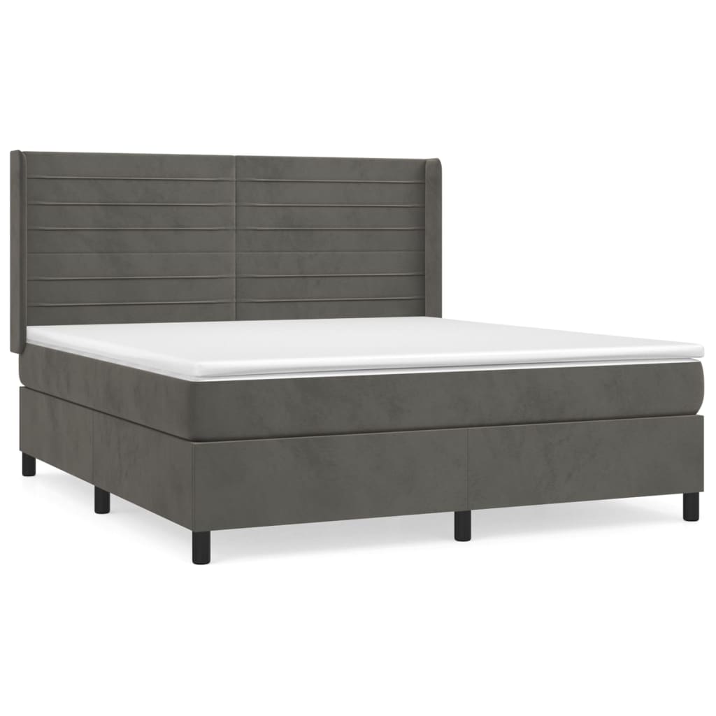 Sommier à lattes de lit et matelas Gris foncé 180x200cm Velours - XIOS
