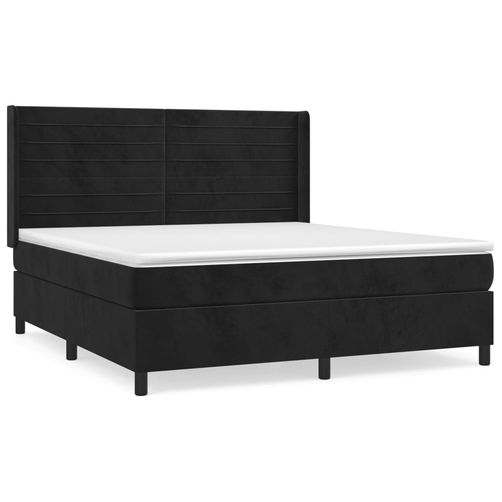 Sommier à lattes de lit avec matelas Noir 180x200 cm Velours - XIOS