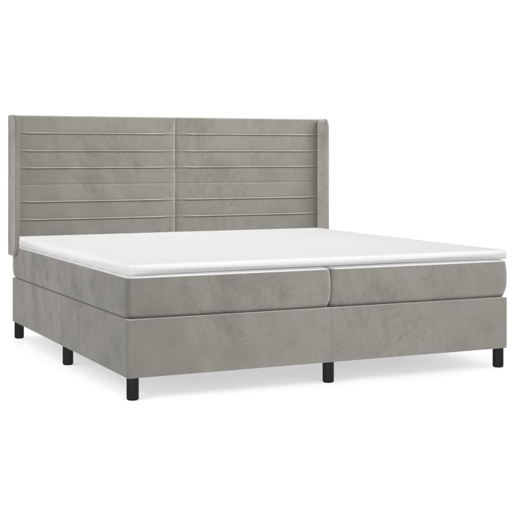 Sommier à lattes de lit et matelas Gris clair 200x200cm Velours - XIOS