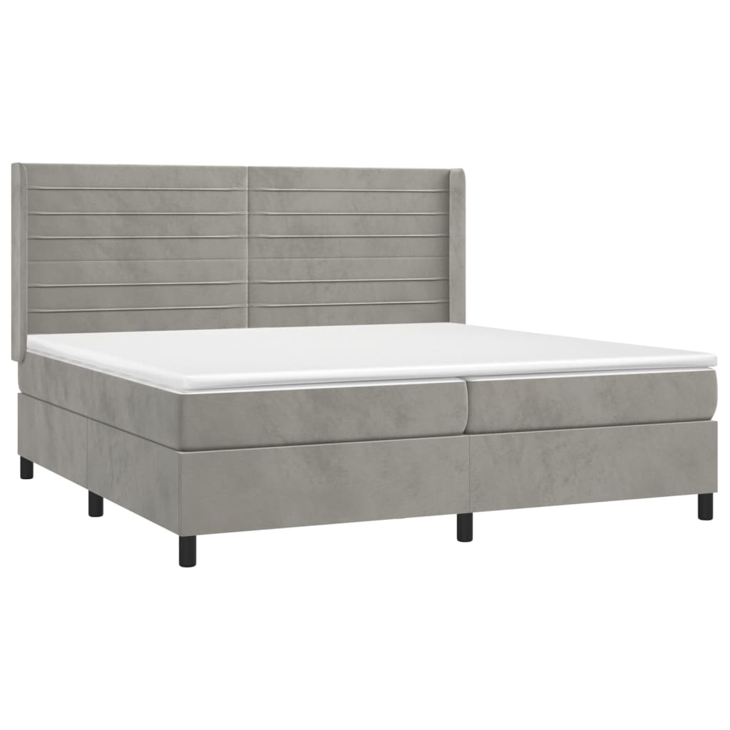 Sommier à lattes de lit et matelas Gris clair 200x200cm Velours - XIOS