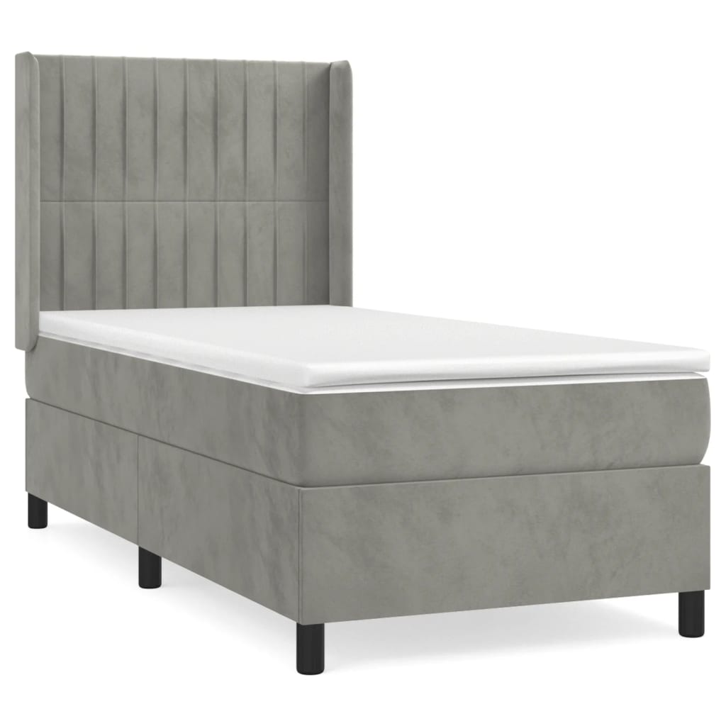 Sommier à lattes de lit et matelas Gris clair 80x200 cm Velours - XIOS
