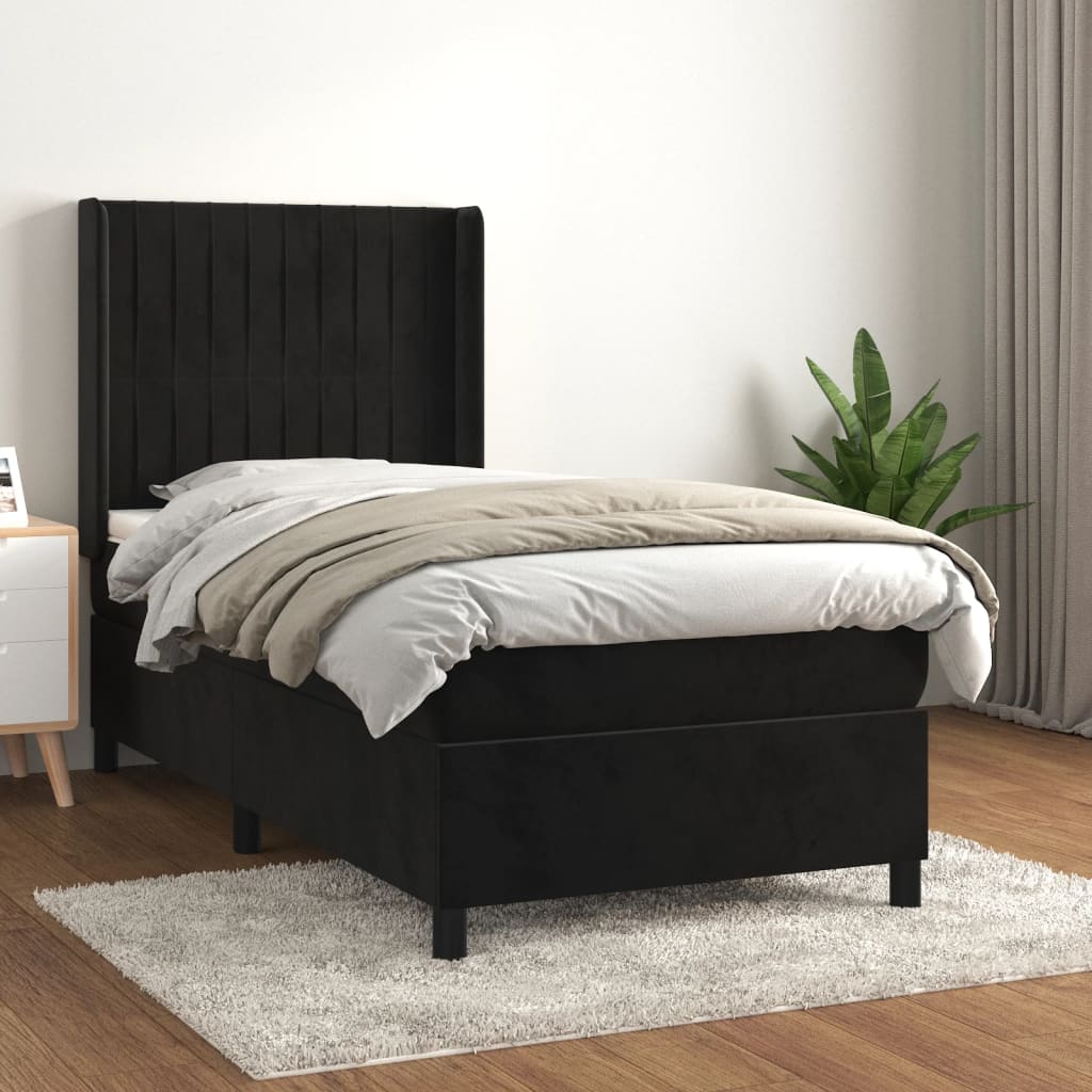 Sommier à lattes de lit et matelas Noir 80x200 cm Velours - XIOS