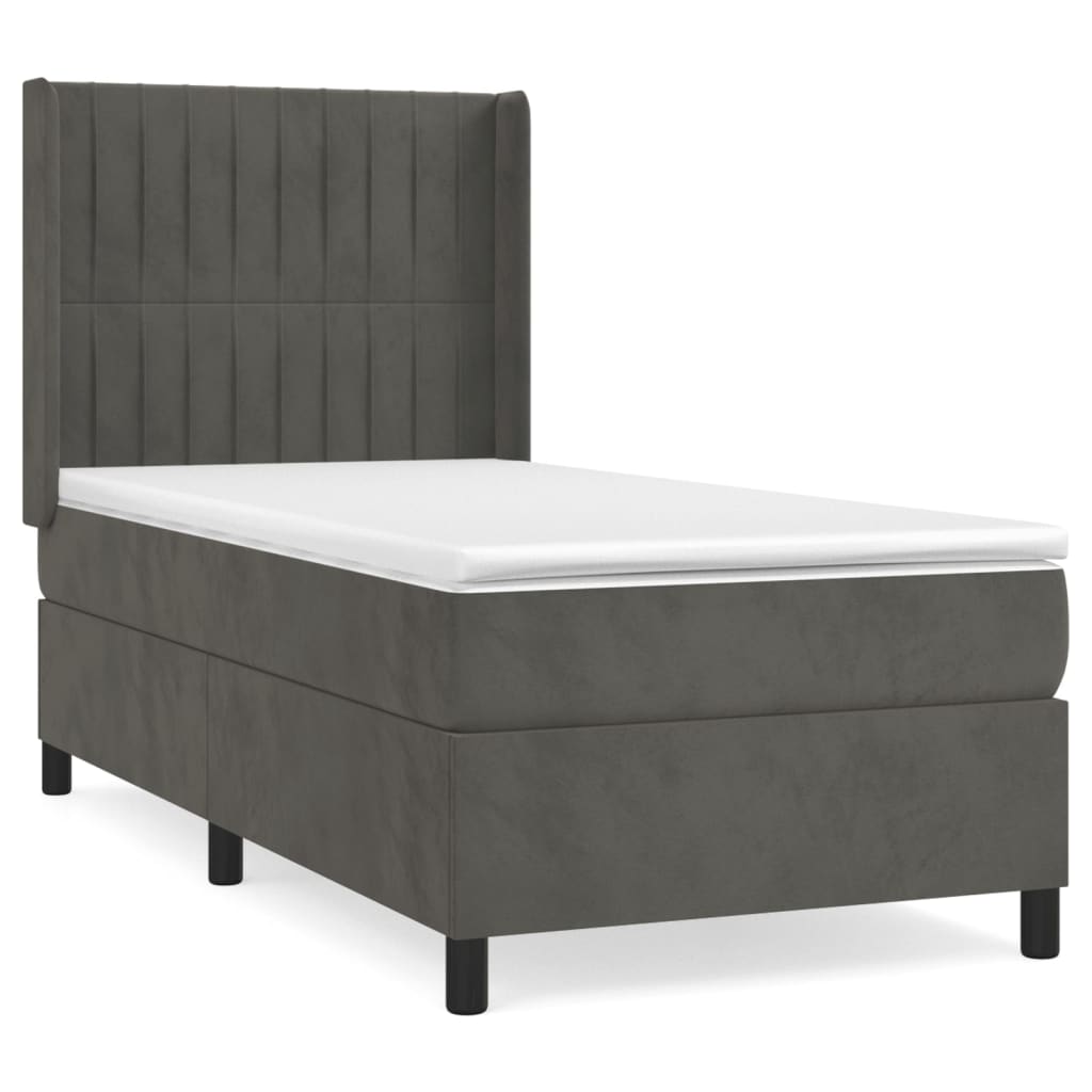 Sommier à lattes de lit et matelas Gris foncé 90x200 cm Velours - XIOS
