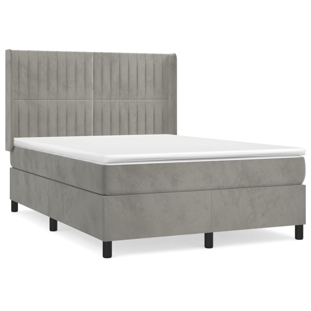 Sommier à lattes de lit et matelas Gris clair 140x190cm Velours - XIOS