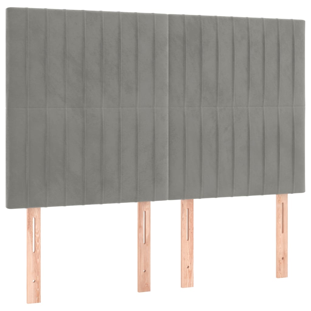 Sommier à lattes de lit et matelas Gris clair 140x190cm Velours - XIOS