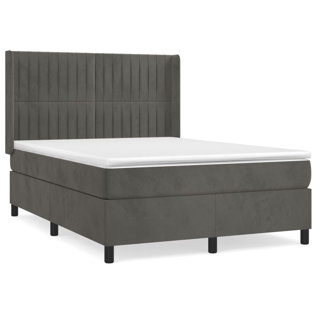 Sommier à lattes de lit et matelas Gris foncé 140x190cm Velours - XIOS