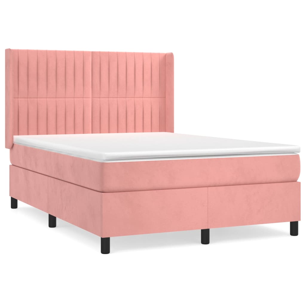 Sommier à lattes de lit avec matelas Rose 140x190 cm Velours