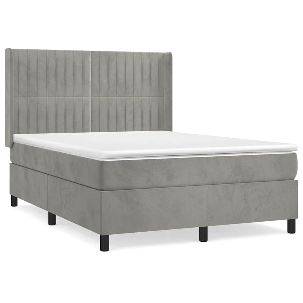 Sommier à lattes de lit et matelas Gris clair 140x200cm Velours