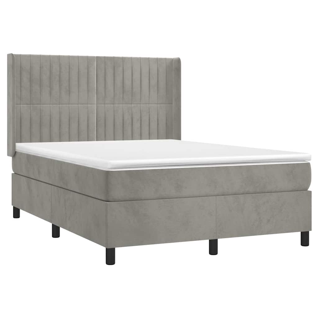 Sommier à lattes de lit et matelas Gris clair 140x200cm Velours
