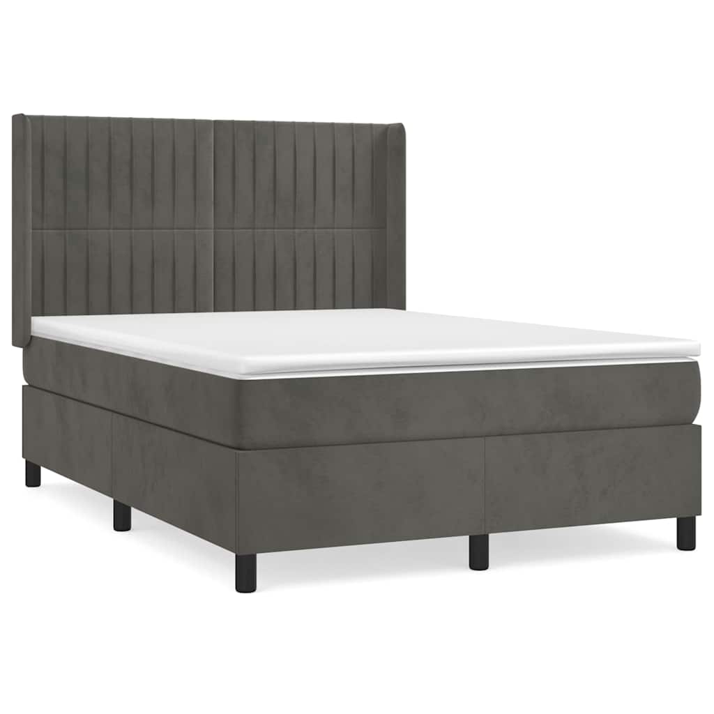 Sommier à lattes de lit et matelas Gris foncé 140x200cm Velours - XIOS