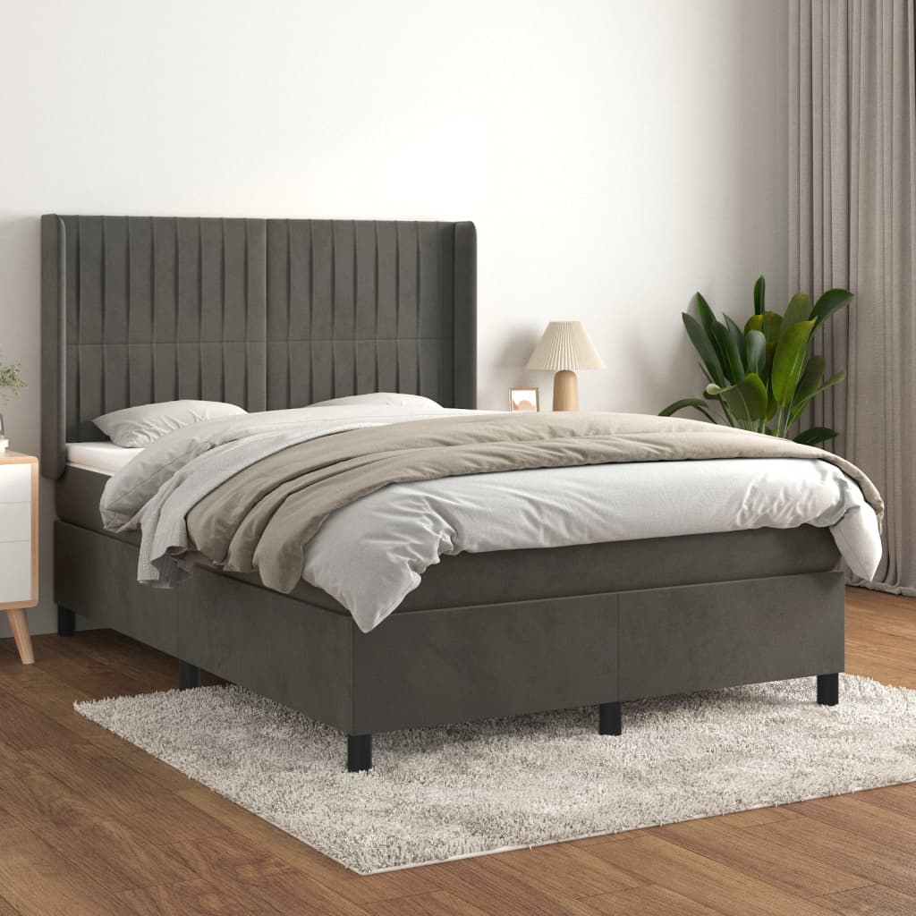 Sommier à lattes de lit et matelas Gris foncé 140x200cm Velours - XIOS