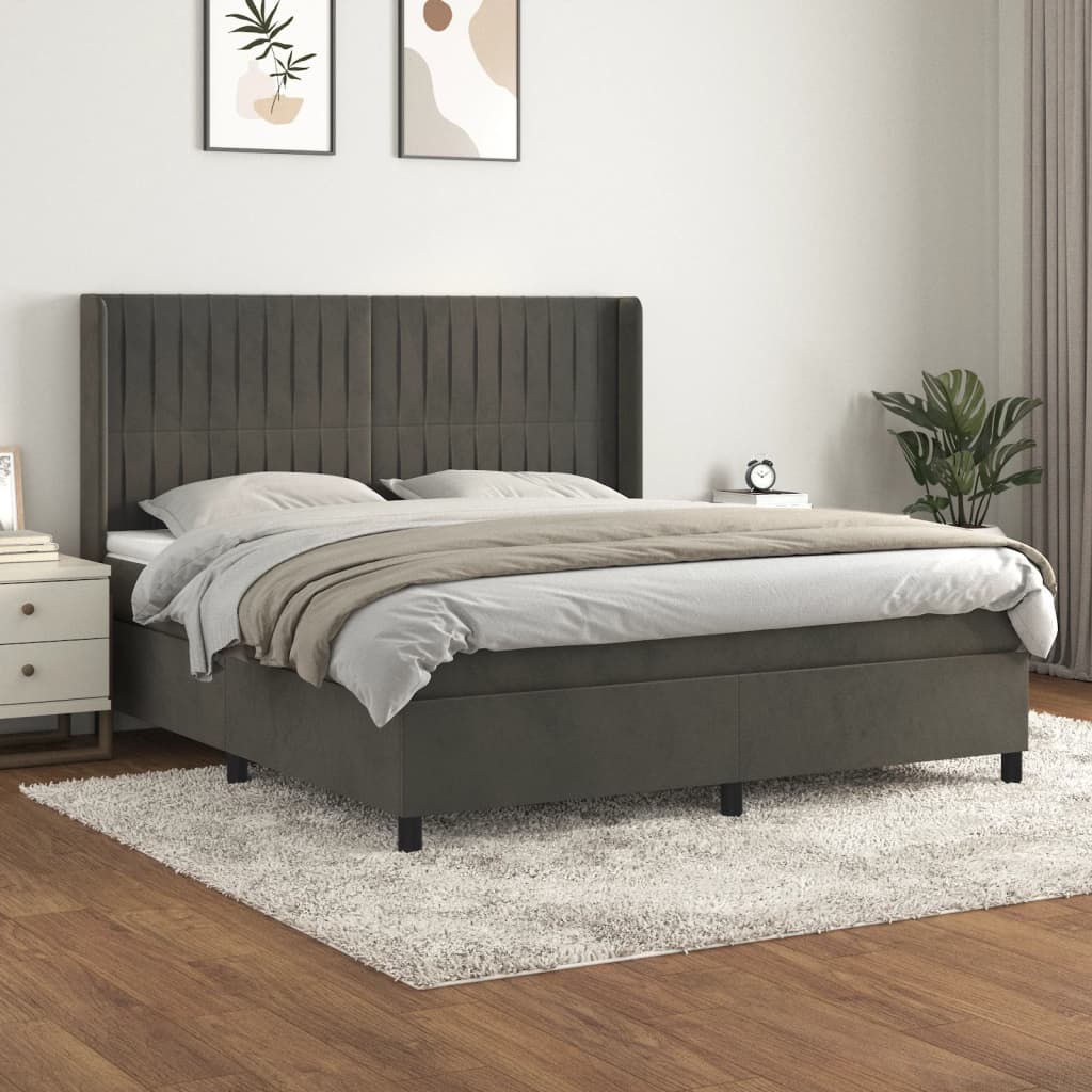 Sommier à lattes de lit et matelas Gris foncé 160x200cm Velours - XIOS