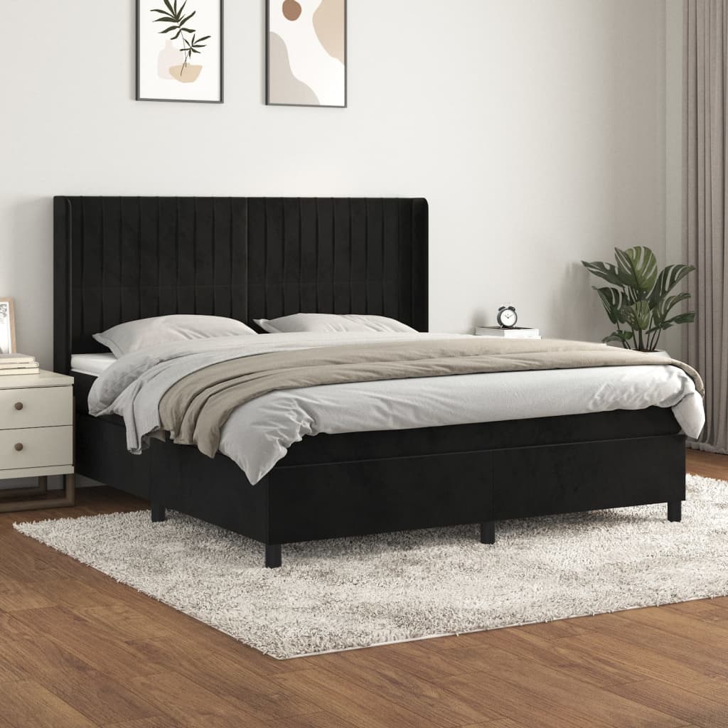 Sommier à lattes de lit et matelas Noir 160x200 cm Velours - XIOS